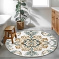 thumbnail image 5 of Bohemia Floral Washable Round Area Rug 3 ft, Retro Boho Ethnic Farmhouse Blue Flower Pattern , Soft Non Slip Rugs Stain Repellent Indoor Felt Carpet for Living Dining Room Bedroom Home Office, 5 of 9