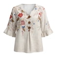thumbnail image 4 of WEIWEN 4th of July V Neck Shirts for Women 2026 Casual American Flag USA Graphic Patriotic T-Shirt Memorial Tops Party Tees Beige, XXL, 4 of 4