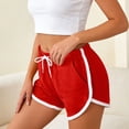 thumbnail image 2 of KHONTS Women's Athletic Shorts Running Color Block Mini Shorts Gym Home Pjs Pants with Pockets and Drawstring Red XL, 2 of 7