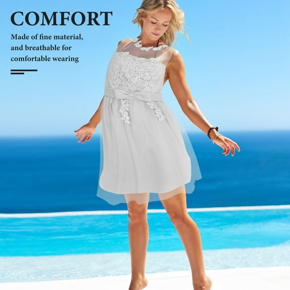 OFFIGAM Bridesmaid Dress Transparent Lace Evening Dress Breathable Comfortable Fit