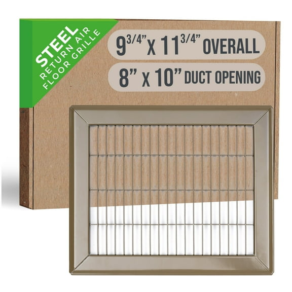 Fits 8x10 Duct Opening | Return Air Floor Grille by Handua| Walkable Vent Cover Grill for Floor | Brown | Heavy Duty Fixed Blades | Outer Dimensions: 9.75"W X 11.75"H