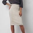 thumbnail image 3 of Guiexla Women Pencil Skirt High Waist Hip Wrapped Solid Color Suede Skirt Back Slit Design Zipper Placket Knee-Length Skirt, 3 of 7