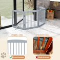 thumbnail image 4 of Freestanding Pet Gate for Dogs, Foldable Wooden Dog Gate for House, Indoor Pet Barrier for Stairs, Doorways, Support Feet Included, 24" Height 2 Panels, Brown, 4 of 10