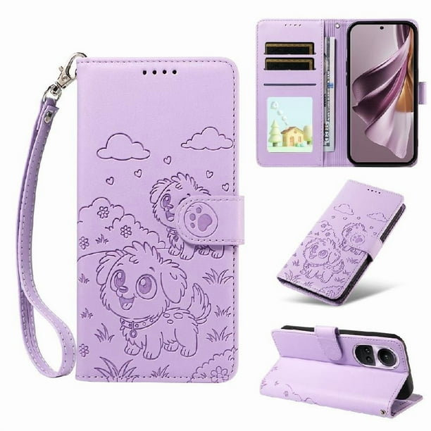 Funda Cartera GANGXUN con Diseño de Perrito en Relieve para OPPO Reno 10 5G , Protección 360° con Ranuras y Correa Desmontable