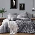 thumbnail image 2 of Swift Home All Natural Luxurious Prewashed Cotton Chambray Duvet Cover Set Almond King, King - Cal King 3 Piece Farmhouse, 2 of 5
