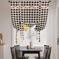thumbnail image 3 of Western Texas Star Retro Tie Up Curtains for Windows, Balloon Window Shades, Country Vintage Black Beige Plaid Kitchen Window Treatments Roll Up Curtain for Basement/Nursery 52"x45", 3 of 8