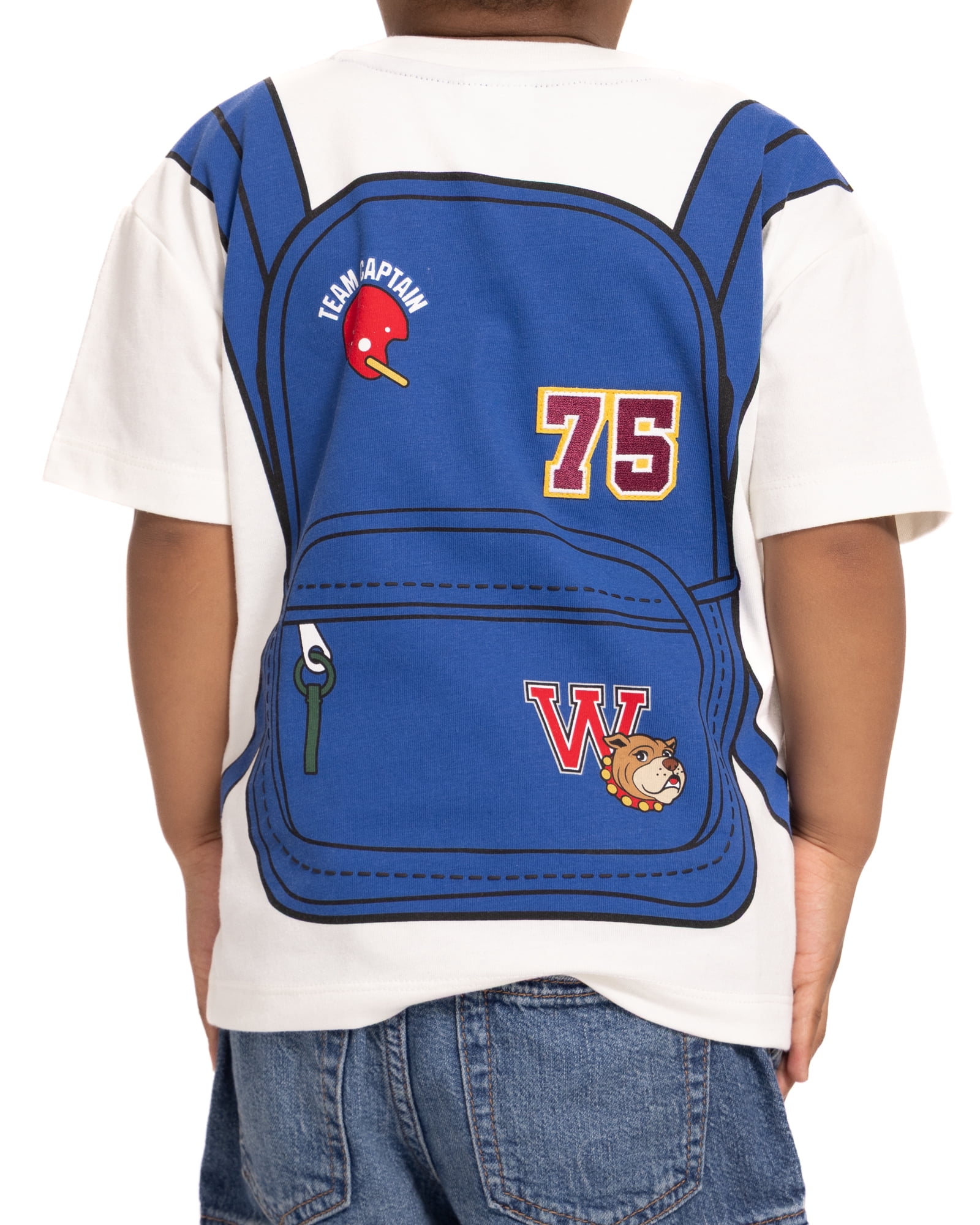 Wonder Nation Toddler Boys Embroidered Patch Graphic Backpack Tee with Short Sleeves, Sizes 12M-5T