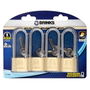 Brinks Solid Brass 40mm Keyed Padlock with 2 1/2in Shackle, 4 pack