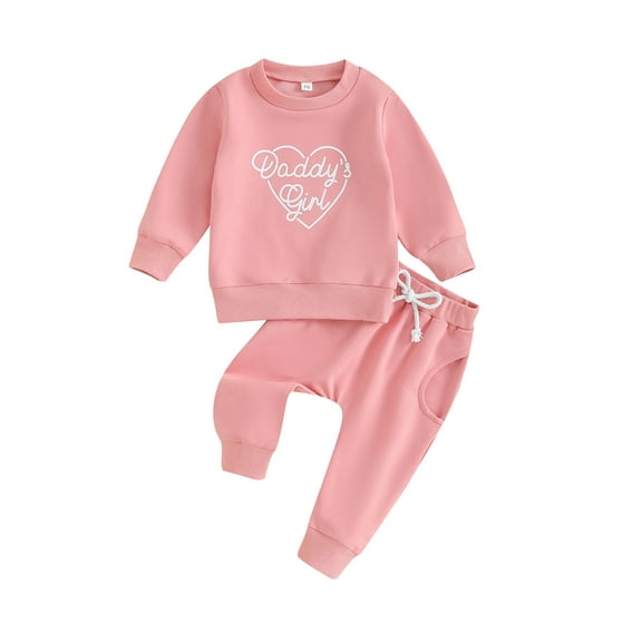 Wassery Infant Girls Fall Outfits Sets 6M 12M 18M 24M 3T Toddler Girls Long Sleeve Letter Print Sweatshirts Long Pants Sets 2Piece Casual Autumn Clothing for Baby Girls