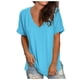 thumbnail image 1 of Puntoco - Camiseta de manga corta para mujer, cómoda, informal, cuello en V, color sólido Puntoco Puntoco-762, 1 of 7