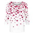 thumbnail image 4 of Outfmvch oversized tshirts for women workout tops for women Love Heart Grahic Valentines Day Shirts 3/4 Sleeve Blouse heart sweater for women Three Quarter Sleeve Valentines Tops Hot Pink 3 2XL, 4 of 4