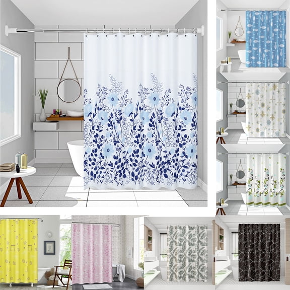 Qwtwty Plastic Shower Curtain Liner Shower Curtain Waterproof And Mildews Proof Bathroom Shower Curtain Punch-free Light Transmitting And No Transparent Bathroom Partition Curtain