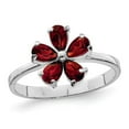 thumbnail image 1 of Sterling Silver Rhodium Plated Red Garnet Flower Ring 1/2 Carat  (ctw), 1 of 4