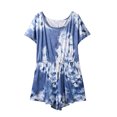 thumbnail image 2 of Gaecuw Plus Size Romper for Women Dressy Jumpsuits for Women Short Sleeve Overall Crew Neck Band Collar Tie Dye Onesie One Piece Outfits Casual Loose Baggy Jumpsuit Wide Leg Summer Shorts Mini, 2 of 7