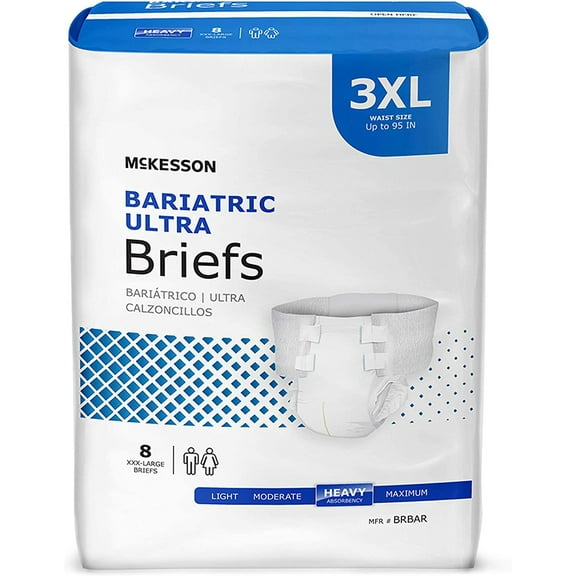 Ultra Briefs, [32 Count], 3XL, Up to 95 in. Incontinence Adult Diapers with Tabs, Heavy Absorbency, Unisex, Disposable, Elastic Leg Gathers and Contoured Fit for Men and Women