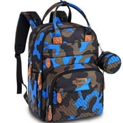 BabbleRoo Baby Diaper Bag Backpack, Waterproof Travel Bag, Unisex, Camo Blue