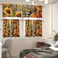 thumbnail image 2 of Sunflowers Pumpkin Kitchen Curtains Tiers and Valances Set, Rod Pocket Valance Short Window Treatment Decor Curtains, 3 Pieces Set Valance Curtains for Kitchen Windows, 2 of 5