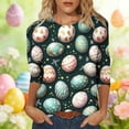 thumbnail image 7 of Qingpeng 3/4 Sleeve Easter Shirts for Women Cute Bunny Egg Print Crewneck Tunic Tops Spring Summer Blouse Tops Size S-5XL, 7 of 7