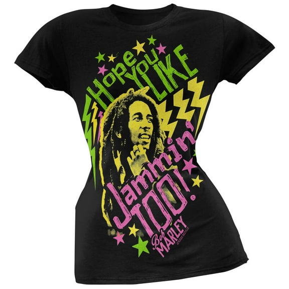 Bob Marley Women's Juniors Hope You Like Jammin Short Sleeve T Shirt