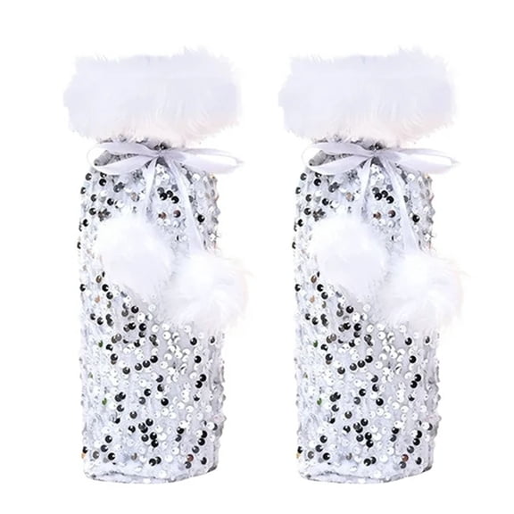 XKHBDL Wine Glass Stemless Wine Glass Set, Personalized Stemless Champagne Flutes Christmas Wine Wine Sleeve Beam Ornament Bottle Plush Sleeve Sequin Home Decor