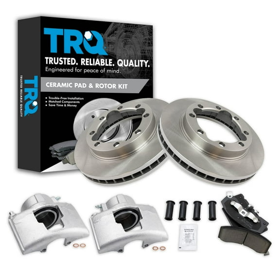 TRQ Front Brake Calipers Ceramic Pads Rotors Fits 91-00 K3500 94-99 Ram 25003500 BKA25193 Fits select: 1994-1999 DODGE RAM 2500, 1994-1999 DODGE RAM 3500