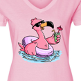 thumbnail image 4 of Inktastic Flamingo with Sunglasses Pool Float and Drink Women's V-Neck T-Shirt, 4 of 5