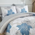 thumbnail image 3 of Juego de edredón Luxudecor Floral, tamaño queen, azul, 7 piezas, 3 of 7