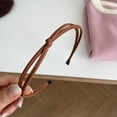 thumbnail image 6 of Women Accessories Simple Temperament Elegant PU Leather Solid Color Knotted Thin Knotted Head Bands Hair Hoop Headwear Headbands DARK COFFEE, 6 of 8