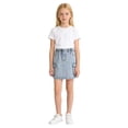 thumbnail image 2 of Girls Denim Skirt Size 9-10Y Casual Outdoor Mini Skirts with Pockets Stretch Waist Versatile Soft Daily Kids Jeans Skirt, 2 of 9