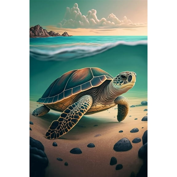 300 Pieces Puzzle for Adults - Sea Turtle Ashore Wooden Jigsaw Puzzles Challenging Educational Fun Toys for Family Creative Gift