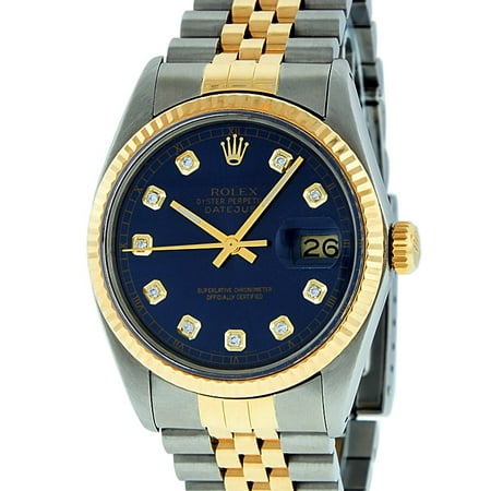 Pre-Owned Rolex Mens Datejust Steel & 18K Yellow Gold Blue...