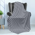 thumbnail image 4 of Traditional Soft Flannel Fleece Throw Blanket, Chinese Geometry Motif with Curved Forms Stripes Far Eastern Abstract, Cozy Plush for Indoor and Outdoor Use, 60" x 80", Dark Indigo White, by Ambesonne, 4 of 5
