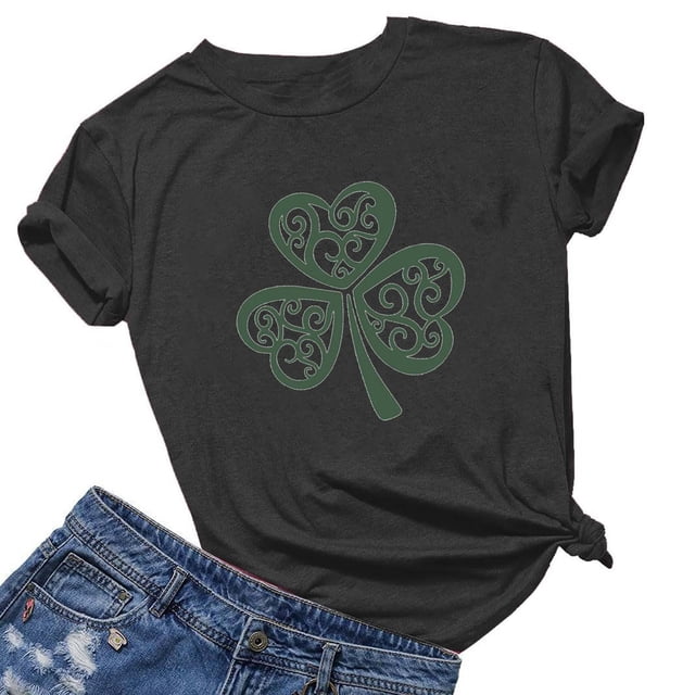 Meichang Hauts pour Femmes T-Shirt Tendance St Patricks Day T-Shirt Graphique Porte-Bonheur T-Shirts Mignons Col Rond Décontracté Manches Courtes T-Shirts St Patricks Day