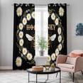 thumbnail image 4 of Black Daisy Bees Kitchen Curtains Window Panels, Spring Farmhouse Honey Floral Rings Insulated Window Treatment Curtain, Grommet Curtains for Bedroom/Living Room/Bathroom, 2 Piece 42"Wx84"L, 4 of 8