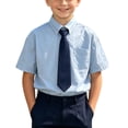 thumbnail image 2 of Guluxicc Button Up Shirts for Kids Boys Short Sleeve Solid Color School Uniform Tops with Tie Casual Summer Collared Shirts with Pockets, 2 of 9