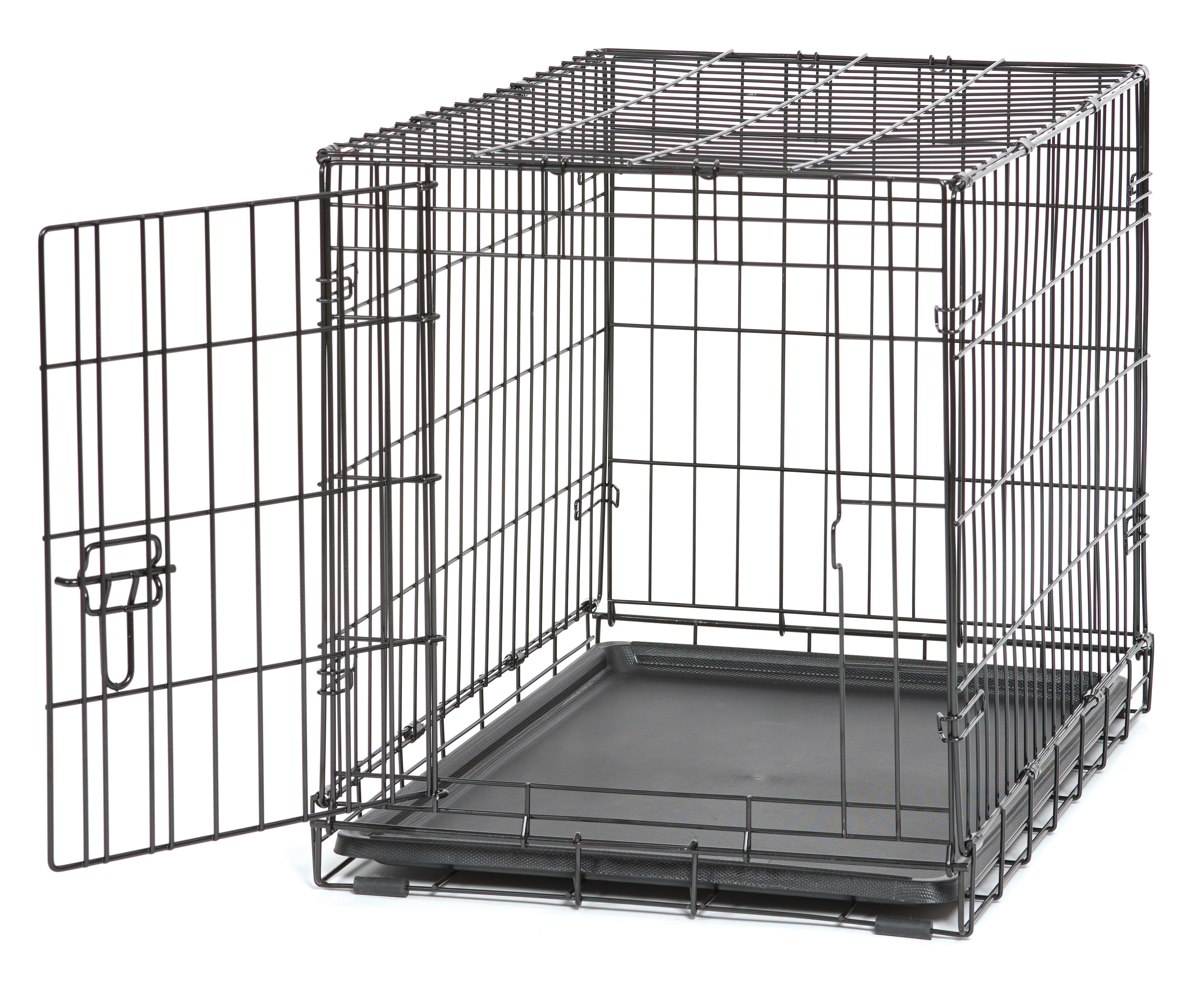 VIBRANT LIFE WIRE DOG CRATE, SINGLE-DOOR, DIVIDER AND LEAK-PROOF TRAY, METAL, FOLDABLE, DURABLE, BLACK, 30″