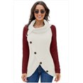 thumbnail image 1 of Pulls Femmes Chauds Asymétriques Tricotés Col Roulé Unis Enveloppants Manches Longues Hauts Décontractés, 1 of 5