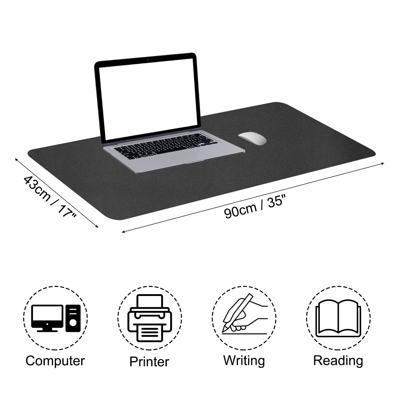 Uxcell 35"x17" Large Desk Mat, PU Leather Dual Side Large Desk Pad, Black