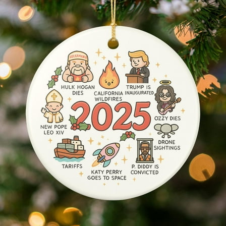 2025 Year in Review Ornament: Funny Christmas Gag Gift Ceramic Decoration
