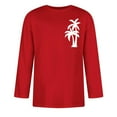 thumbnail image 3 of QATAINLAV Men 3/4 Sleeve Athletic Shirt Loose Fit Muscle Pullover Tops Fashion Palm Trees Printed Tshirts Casual Crew Neck Blouses Deal of The Day Prime Today Wine M, 3 of 4