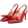 thumbnail image 3 of Women's Sexy Slingbacks Bow Stiletto Heels Closed Pointed Toe Pumps Bead Buckle Strap High Heels Dress Shoes, 3 of 12