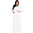 thumbnail image 4 of KOH KOH Long Sleeve Vintage Peasant Empire Waist Fall Winter Loose Flowy Fall Winter Casual Formal Abaya Tall Pleated Maxi Dress Gown For Women Ivory White X-Large US 14-16 NT103, 4 of 6
