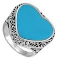 thumbnail image 4 of Simulated Turquoise Heart Polished Swirl Cutout Ring ( Sizes 6 7 8 9 10 ) .925 Sterling Silver Band Rings (Size 6), 4 of 4