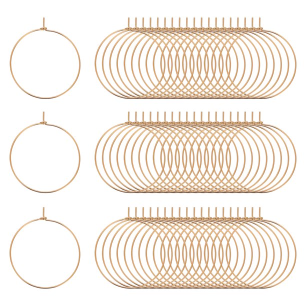 Uxcell 60 Pcs Aros para Aretes para Hacer Joyería, 35 Aros de Alambre Delgados para Suministros de Fabricación de Aretes, Aros Plated Ligero para DIY Lockets de Oreja, Dorado Oscuro