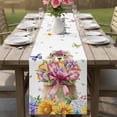 thumbnail image 4 of Spring Groundhog Table Runner 72 Inches, Watercolor Sunflower Botanical Butterfly Bed Runner Dresser Scarves Tabletop for Indoor Outdoor Parties/Ceremony/Banquet, 16" x 72", 4 of 8