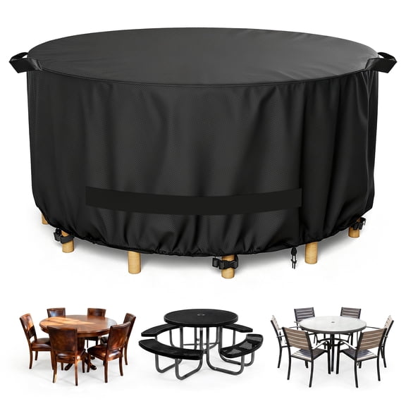 Samhe Round Patio Table Cover, 48" Dia x 28" H, 420D Patio Furniture Covers, UV Resistant, Windproof Patio Table Cover