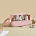 thumbnail image 1 of Transparent Square Bag Large Capacity Cosmetic Cases Travel Storage Bag Travel Organizer Cosmetic Pouch PU Storage Bag PVC Cosmetic Bag Makeup Bags Storage Toiletry Bag PINK S, 1 of 8