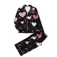 thumbnail image 2 of Uaswgudfs Women's Valentine's Day Long Sleeve Heart Print Pajama Set Casual Sleepwear with Pocket & White Contrast Trim Four - Way Stretch Fabric, 2 of 8