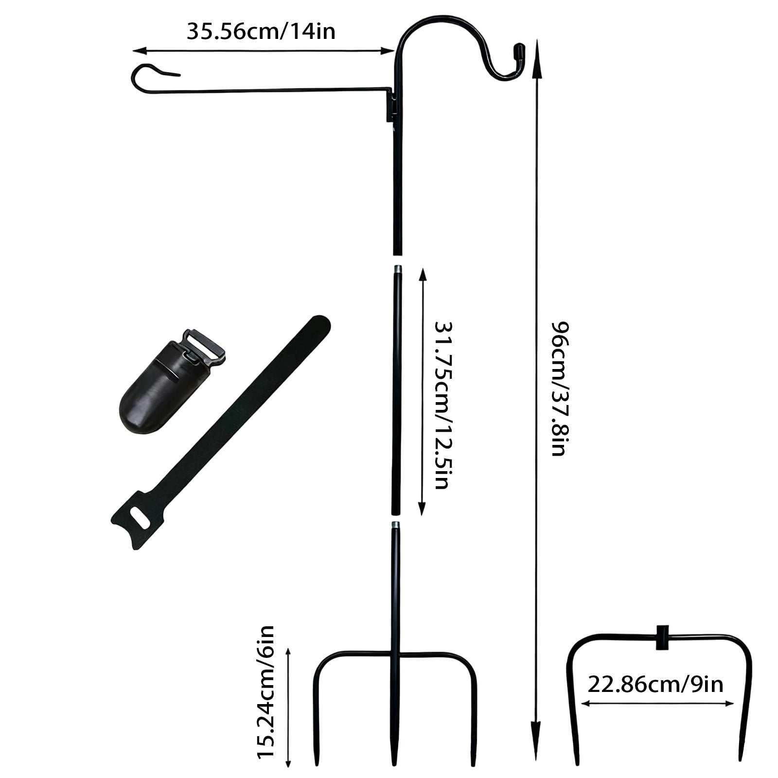 Heavy Duty Garden Pole Stand Holder with Secure Tiger Clip and Stoppers for Outdoor Bird Feeders and Seasonal Decorations