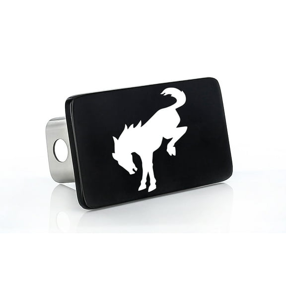 Ford Bronco Horse Logo Black Rectangular Trailer Tow Hitch Cover Plug (2" Inch Post)